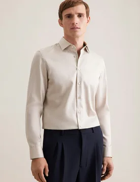 Slim Business Hemd Uni Beige 41 - Seidensticker - FashionsVida
