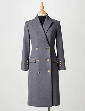 Allingentle Grey Women's Suit Blazer long Coat Elegant Double-Breasted Jacket for Daily Casual Office Outfit Customize - Aliexpress - FashionsVida