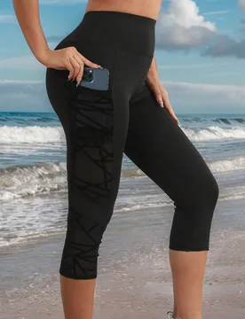 Pantalones de yoga de cintura alta con levantamiento de glúteos y bolsillos para mujer, diseño de bloques de color y patchwork, leggings ajustados p - Shein - FashionsVida