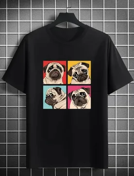 Cartoon Pug pattern design -100% cotton summer O-neck short sleeve casual printed men's T-shirt - Aliexpress - FashionsVida