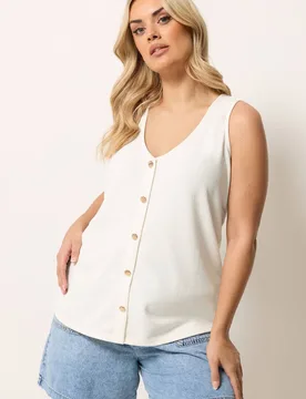 Women's Shell Detail Vest Top in Ivory Size: 30-32 - Ivory - Size: 30-32 - Yours - FashionsVida