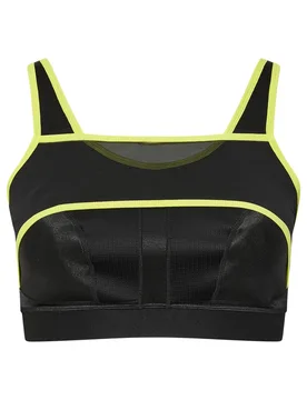Women's Mesh Contrast Trim Non Padded Sports Bra in Black Size: 38C-D - Black - Size: 38C-D - Yours - FashionsVida