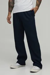 Herren Hose Mit Entspannter Passform Und Unregelmäßiger Falten-Textur Navy Größe Small