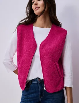 Weste mit V-Neck aus Teddy-Material female Pink - Street One - FashionsVida