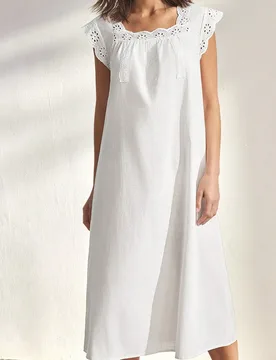 Vestido de pijama con lazo y volantes 100% algodón suave y cómodo para mujeres - Shein - FashionsVida