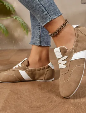 Bailarinas retro de suela blanda y estilo casual para mujeres, con cordones, zapatos versátiles de fácil puesta, adecuados para vestidos, zapatillas - Shein - FashionsVida