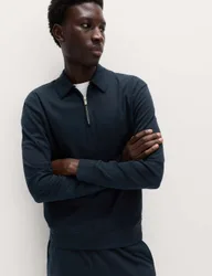 Cotton Rich Half Zip Sweatshirt Navy male