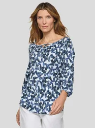 Blusenshirt grafisches Muster - Hellblau gemustert - female - Size: 52