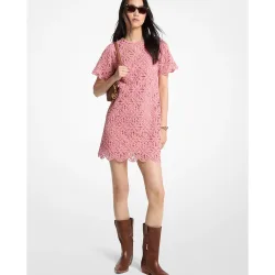 Vestido corto 100% algodón con efecto crochet