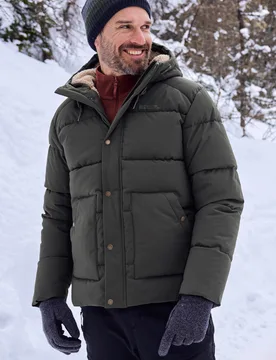 Manta Mens Borg Lined Padded Jacket - Green - Green - Size: M - Mountain Warehouse - FashionsVida