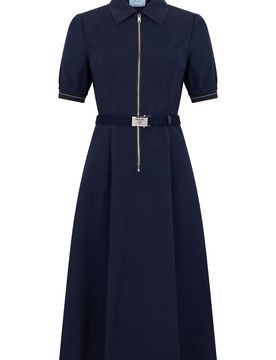 Elegant Long Cotton Dress with Belt