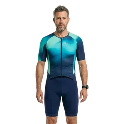 Athlex Aero Race V2 Short Sleeve Trisuit Green Print M Men