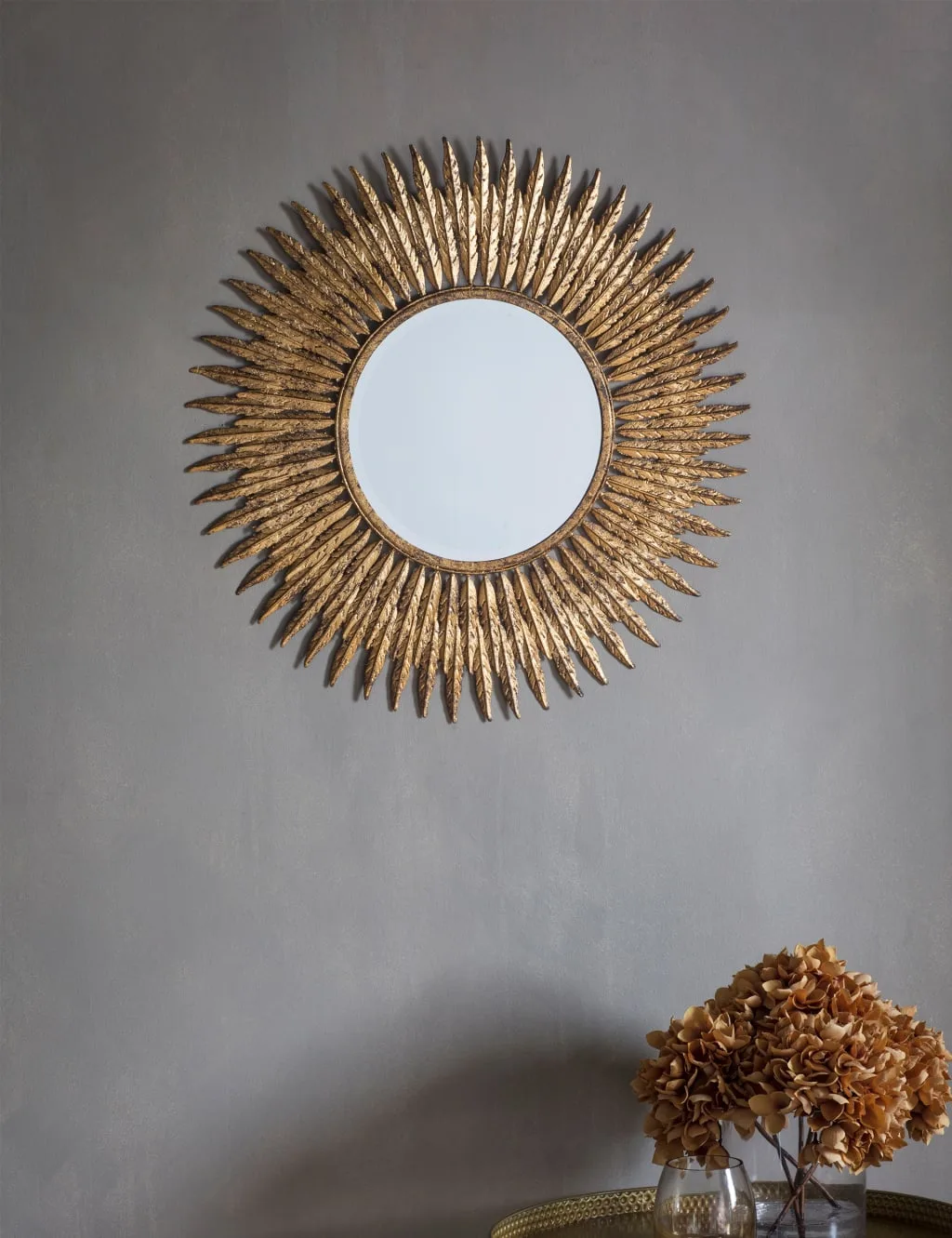 Quill Small Round Wall Mirror Gold - Gallery Direct - FashionsVida