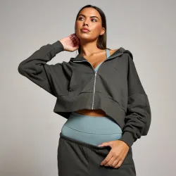 Sudadera corta con capucha y cremallera integral Teo para mujer de - noche - XS