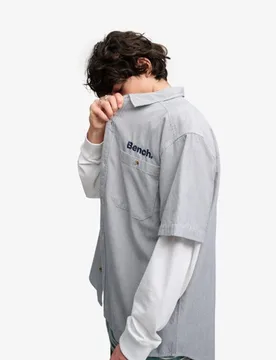 Superdry Herren Bench Mechanic Kurzarm-hemd mit Kastigem Schnitt Grey - Größe: M - 54.99 - FashionsVida