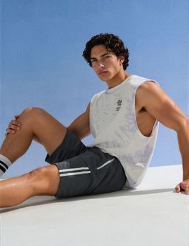 Pantaloncini in felpa con bande laterali decorative - grigio scuro