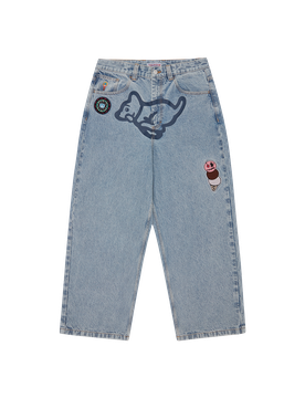 Running Puppy Patch Triple Scoop Denim Pant - Heavy Wash