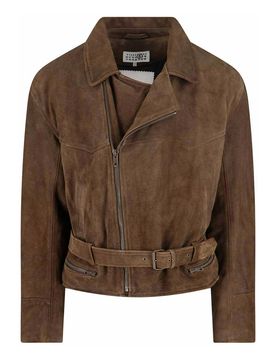 Giacca Biker In Pelle Scamosciata