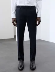 Tailored Fit Wool Blend Suit Trousers Navy male
