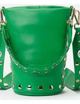Bolso pequeño de piel con tachuelas decorativas en cuerpo y asas - Mercules - FashionsVida