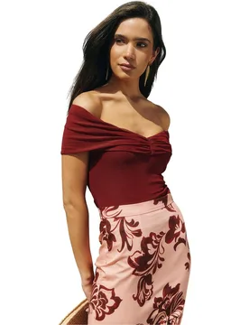 Top de mujer de punto con escote bardot - MIPHAI - FashionsVida