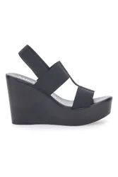 Sandali Neri con Glitter e Plateau 3132/J1054 37