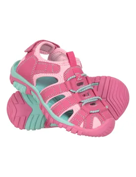Kids Unisex 'Bay' Shandals Lightweight Cushioned Flexible Casual Touch Strap Sandals Dusty Pink - Size Uk 12 Kids - Mountain Warehouse - FashionsVida