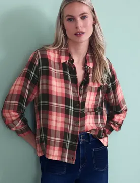 Karierte Hemdbluse female Pink