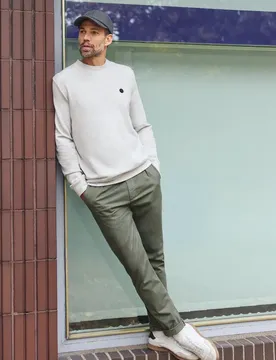 Street One Slim Leg Chino mit Stretchbund male Grün