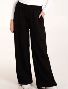 Soft Sweat Straight Leg Trousers - S/M / BLACK - female - Blue Vanilla - FashionsVida