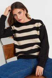 Tall Striped Button Jumper - Black - Size: 22-24