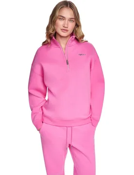 Sudadera de mujer de cuello alto con cremallera tipo polo y logotipo metálico - DKNY Jeans - FashionsVida