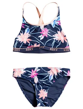 Bikini Splendid Crop Mood Indigo Rg Floral Flow 12 Années Fille - Roxy - FashionsVida