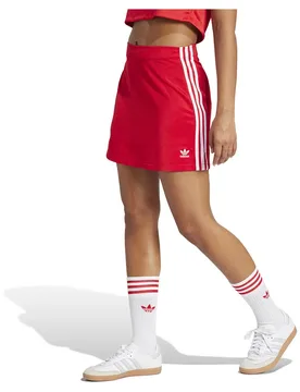 Jupe Adicolor 3 Stripes Mini Better Scarlet / White 2XS - Adidas Originals - FashionsVida