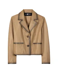 Chaqueta de cuero beige 42