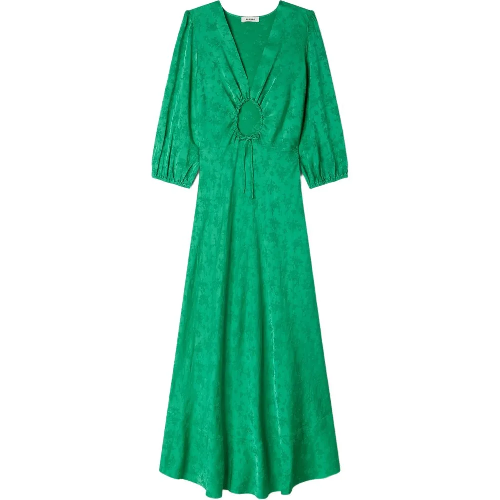 Vestido largo fluido de jacquard floral - sandro - FashionsVida