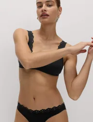 Sculpt Broderie Trim High Leg Bikini Bottoms Black female