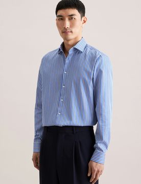 Regular Business Hemd Gestreift Blau 40