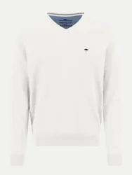 V-Neck, Superfine Weiß L