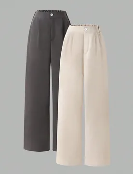 Set de 2 pantalones casuales de unicolor para adolescentes, versátiles y de moda, adecuados para la escuela y la primavera/otoño - Shein - FashionsVida