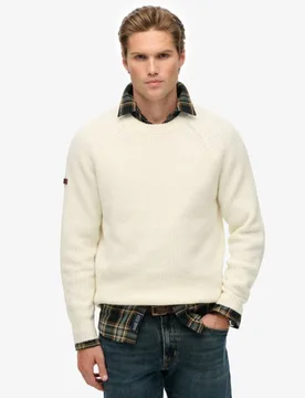 Superdry Herren Grober Raglan-pullover Cream - Größe: XL - 74.99 - FashionsVida