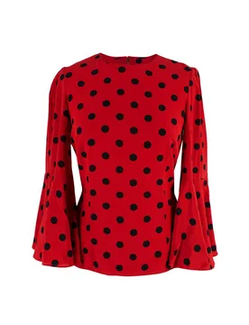 Red and Black Polka Dot Blouse - Dolce & Gabbana - FashionsVida