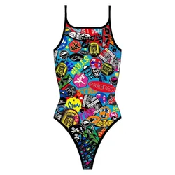 Stickers Colors Thin Strap Swimsuit Multicolor 7-8 Years Girls