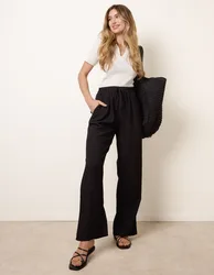 Drawstring Wide Leg Trousers - L / BLACK - female