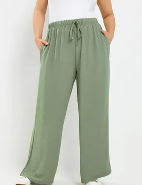 Women's Wide Leg Trousers in Light Khaki Size: 34-36S - Light Khaki - Size: 34-36S - Yours - FashionsVida