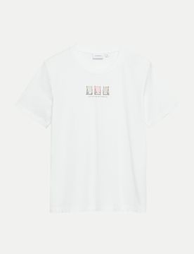 Comma T-Shirt mit Print Weiß 34