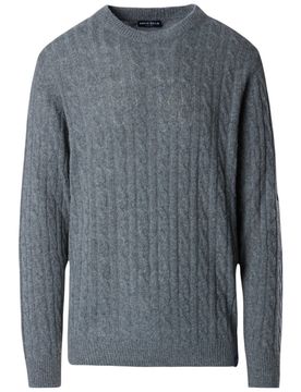 Maglione pullover grigio con trecce 699782
