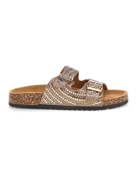 Ciabatte Oro con strass e doppia fibbia 14180 37 - PRIMA RIGA - FashionsVida