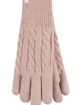 Women's 1 Pair SOCKSHOP Willow Cable Gloves Dusky Pink S/M - Pink - Size: Small - Heat Holders - FashionsVida