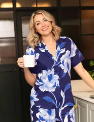 Cotton Modal Floral Pyjama Top Navy female